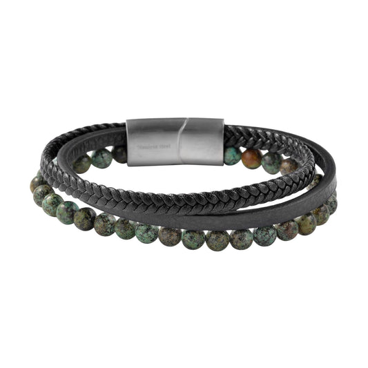Unisex Armband – Textilarmband aus Leder mit Tigerauge 21 cm