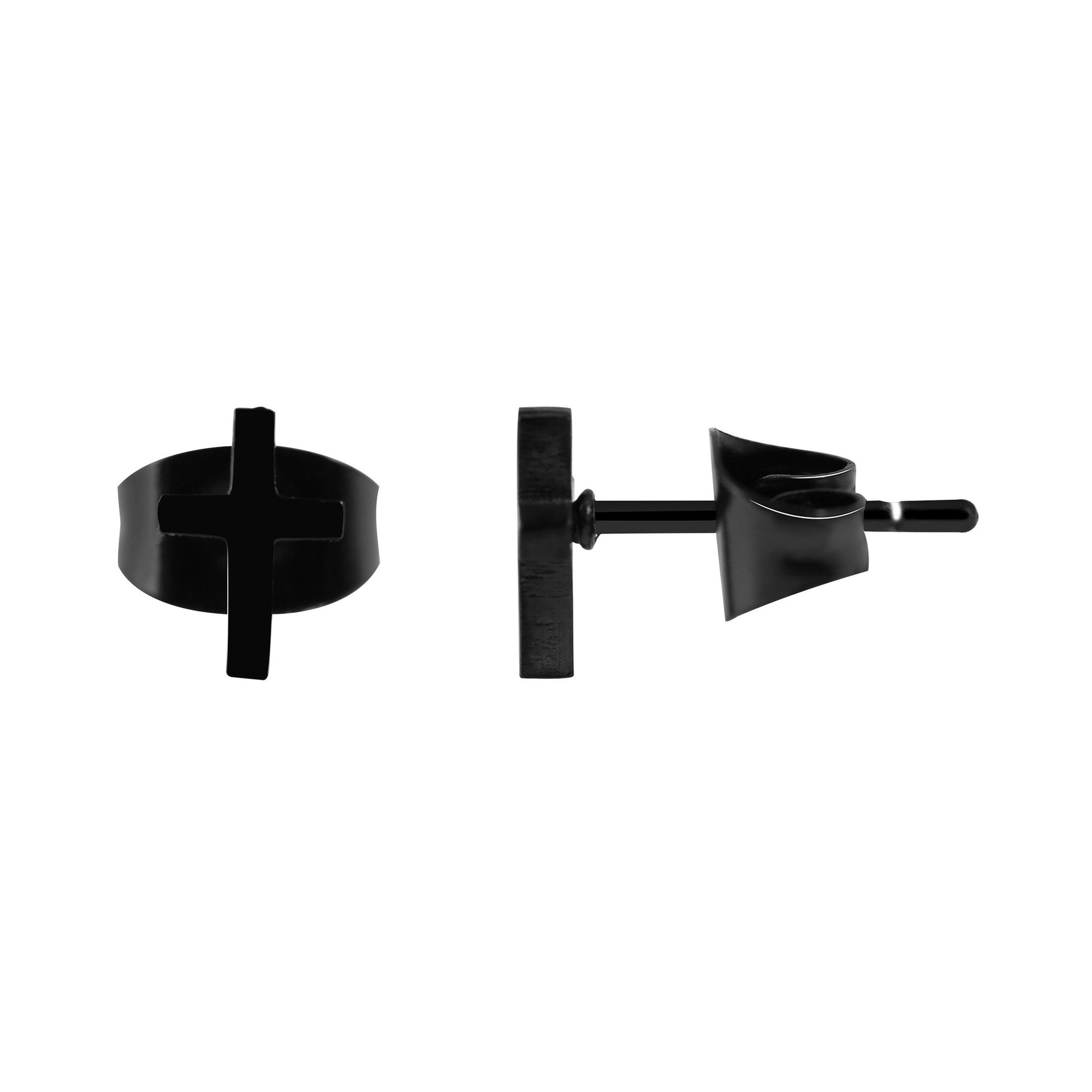 Unisex Ohrringe – Ohrstecker Kreuz aus Edelstahl