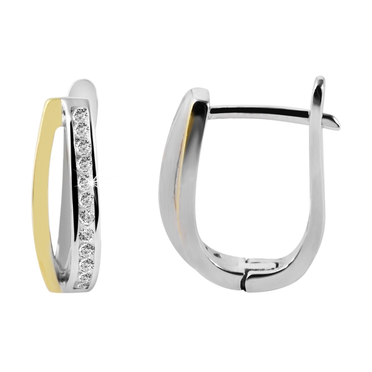 Damen Ohrringe – Klappcreole aus 925 Silber mit Zirkonia