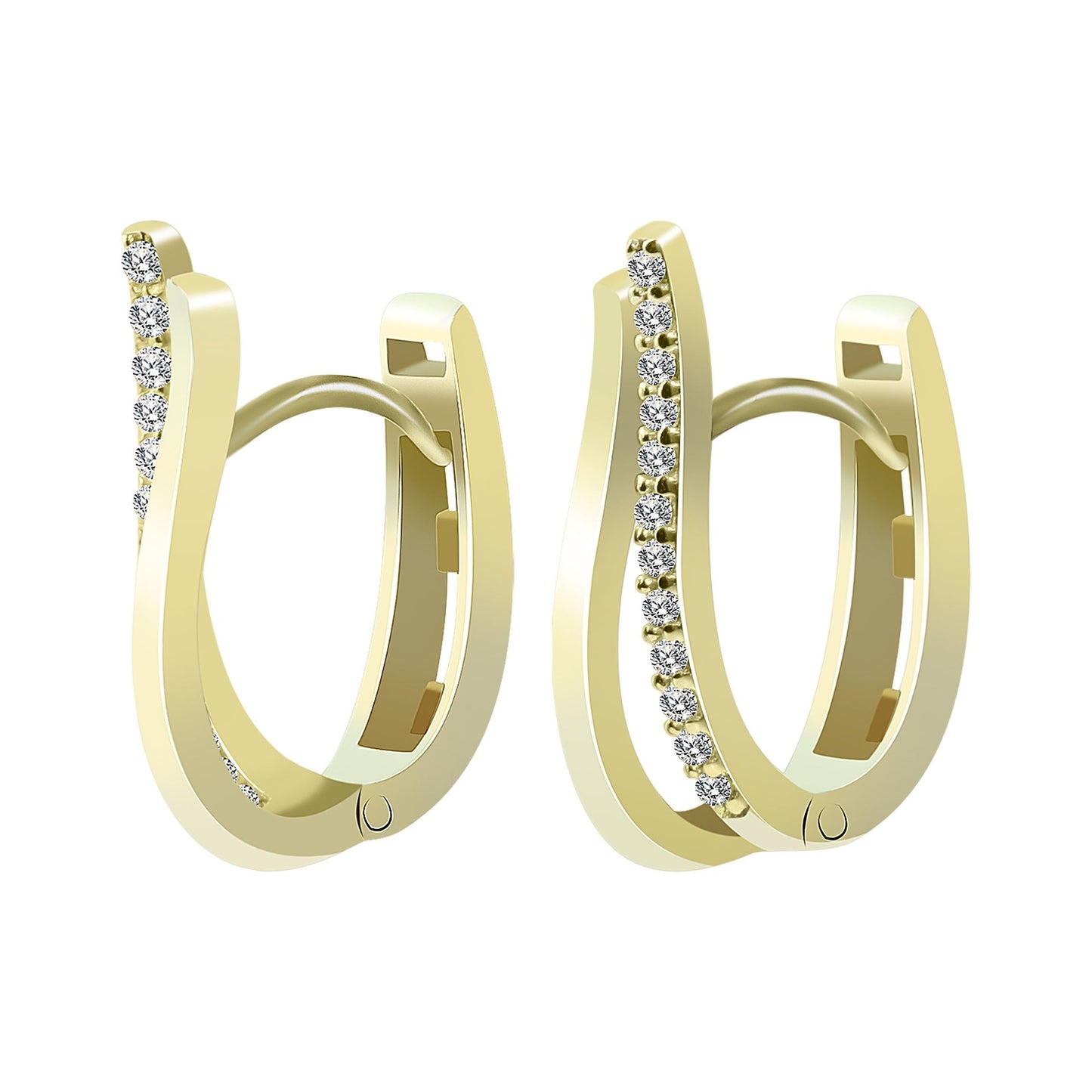Damen Ohrringe – Klappcreole aus 585 Gold mit Zirkonia