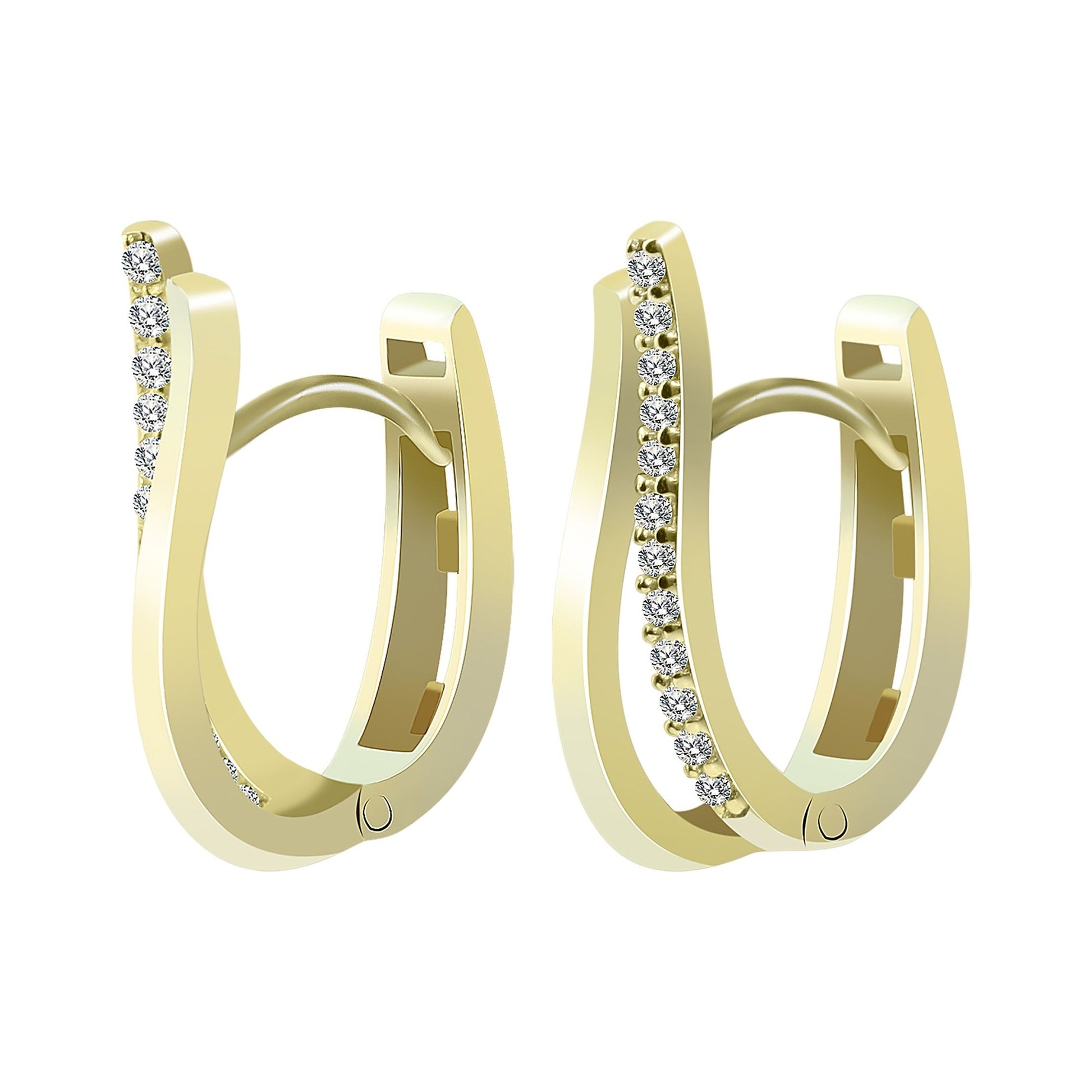 Damen Ohrringe – Klappcreole aus 585 Gold mit Zirkonia