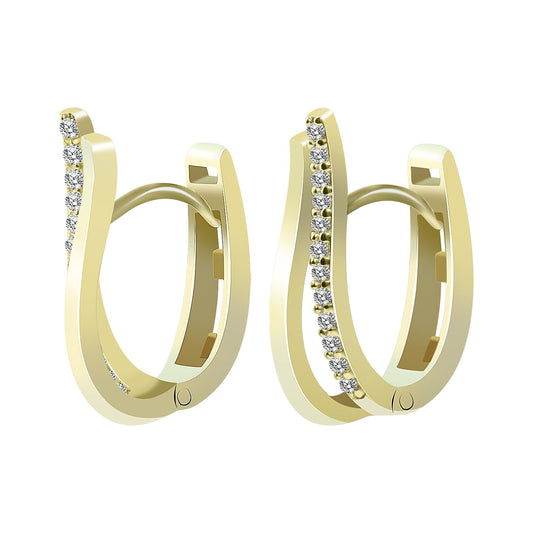 Damen Ohrringe – Klappcreole aus 585 Gold mit Zirkonia