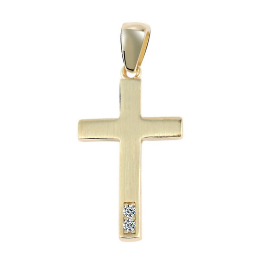 Damen Anhänger – Kreuz Kreuzanhänger aus 375 Gold mit Zirkonia