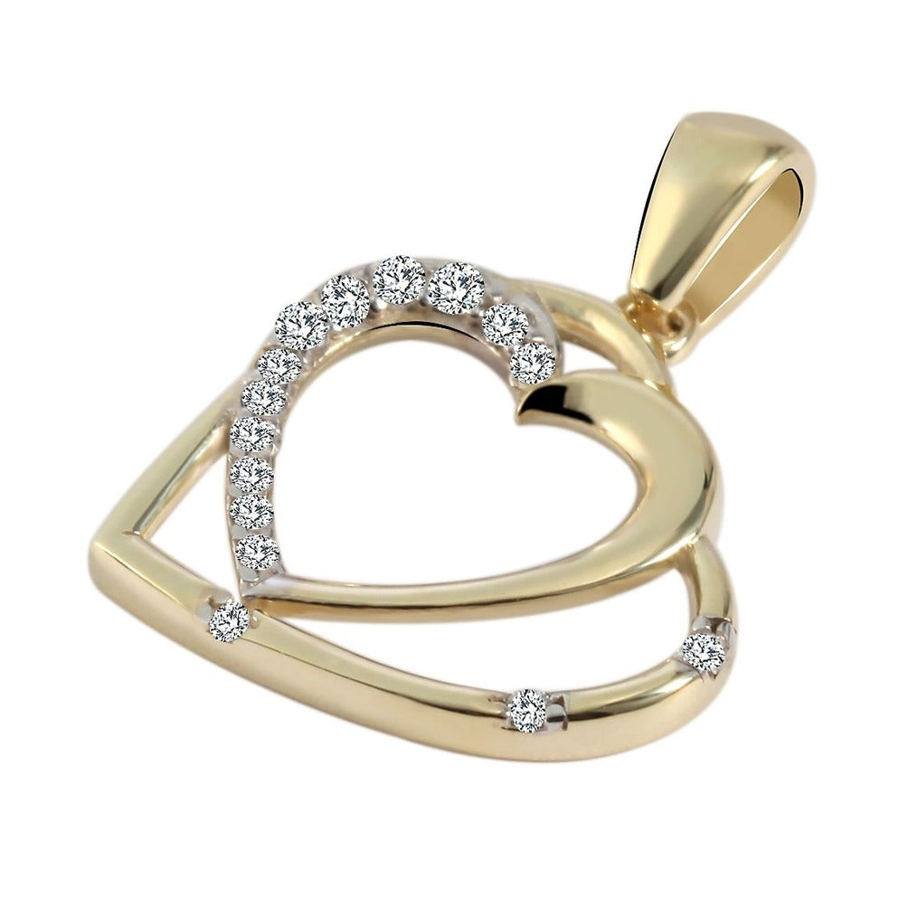 Damen Anhänger – Herz Herzanhänger aus 375 Gold mit Zirkonia