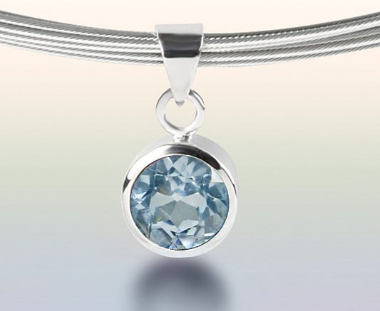 925 Sterling Silber Anhänger mit Blau Topas