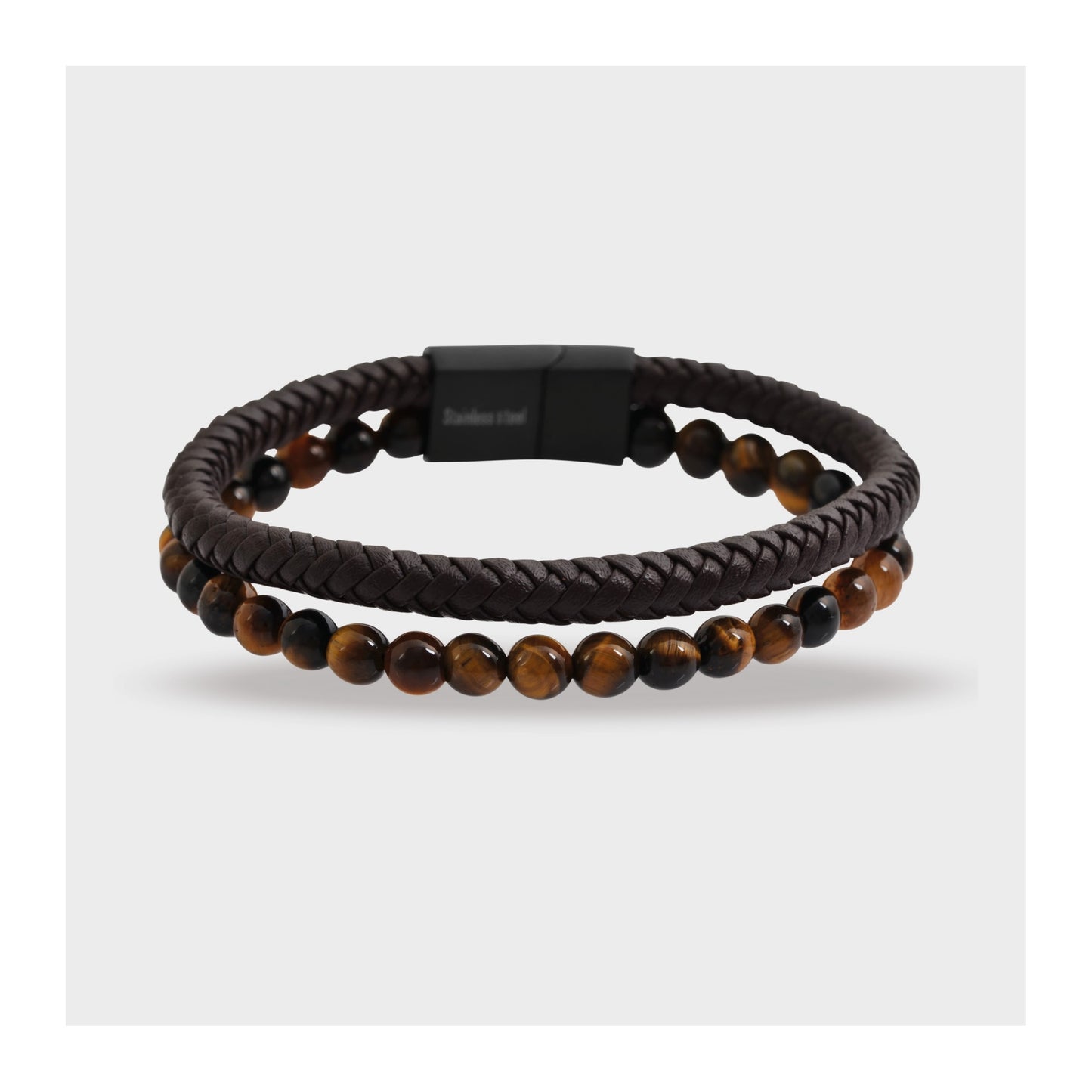 Unisex Armband aus Leder mit Perle 21 cm