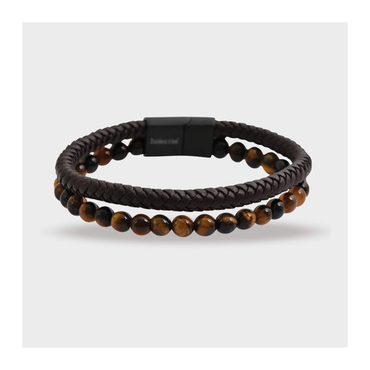 Unisex Armband aus Leder mit Perle 21 cm