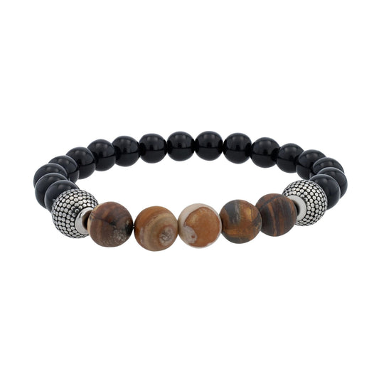 Unisex Armband – Kugelarmband aus Edelstahl mit Onyx 19 cm