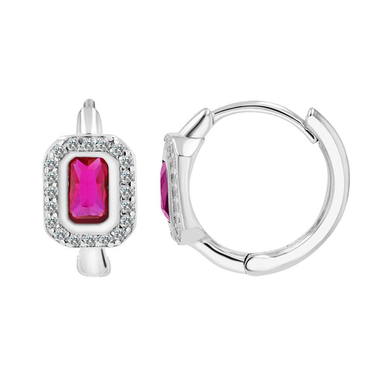 Damen Ohrringe – Klappcreole aus 925 Silber mit Zirkonia