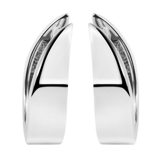 Damen Ohrringe – Klappcreole aus 925 Silber mit Zirkonia