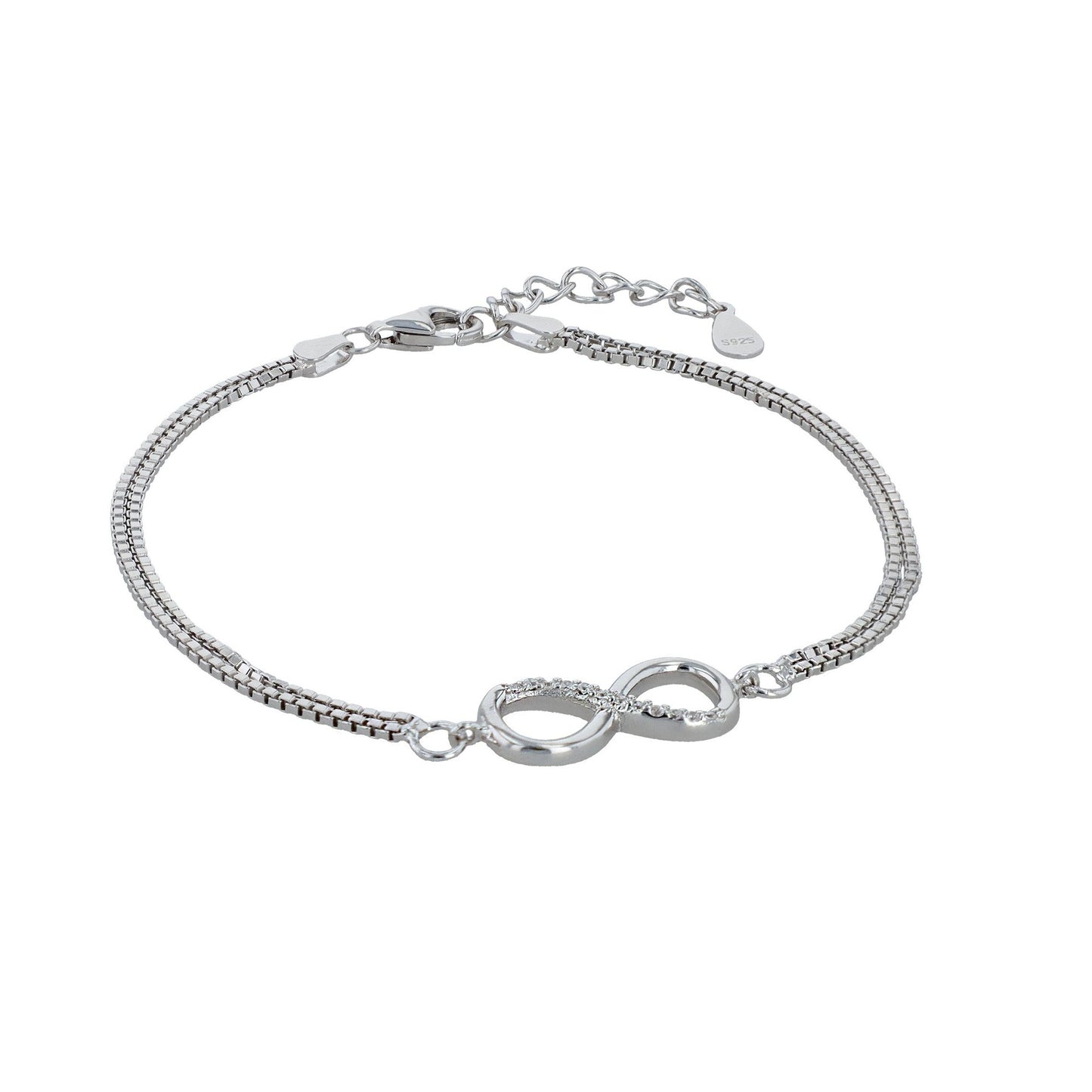 Damen Armband – Unendlichkeitszeichen aus 925 Silber mit Zirkonia 17+3 cm