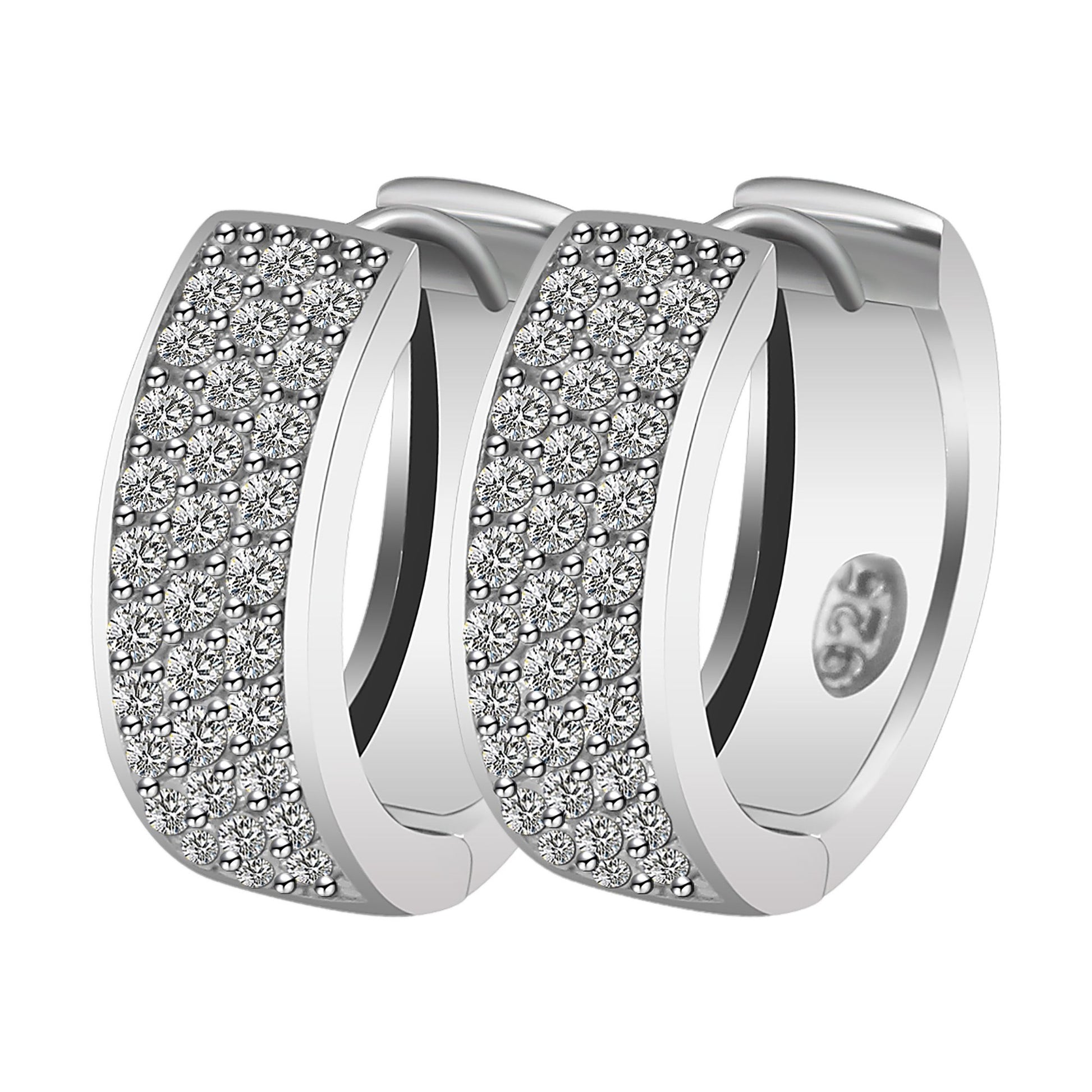 Damen Ohrringe – Klappcreole aus 925 Silber mit Zirkonia