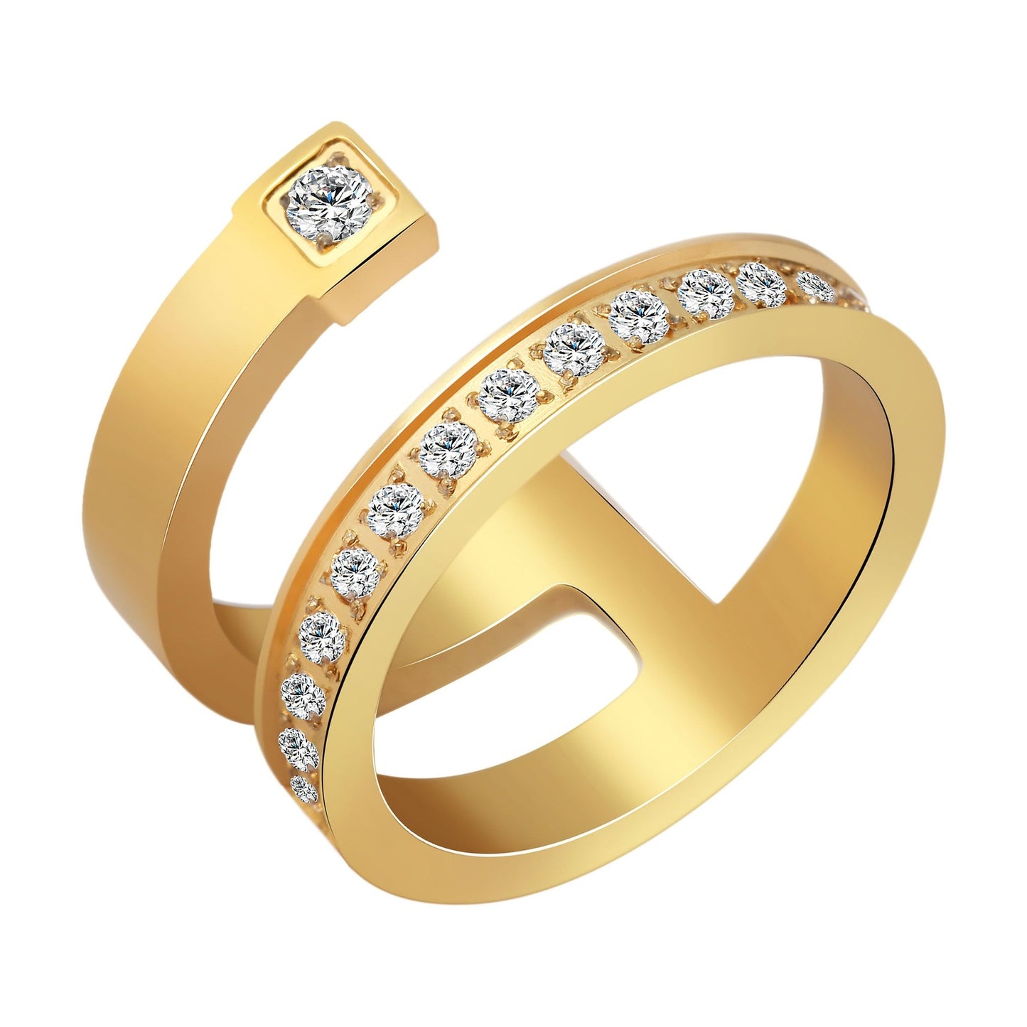 Damen Ring aus Edelstahl mit Strass Steinchen