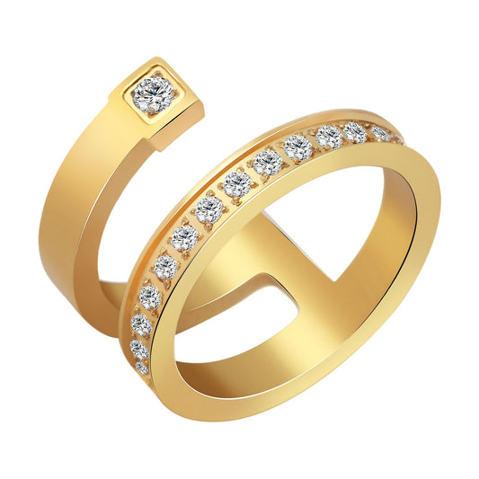 Damen Ring aus Edelstahl mit Strass Steinchen