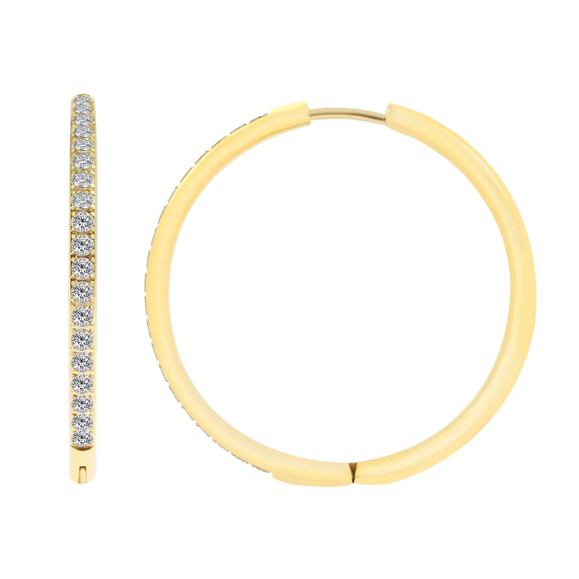 Damen Ohrringe – Klappcreole aus Edelstahl mit Strass Steinchen