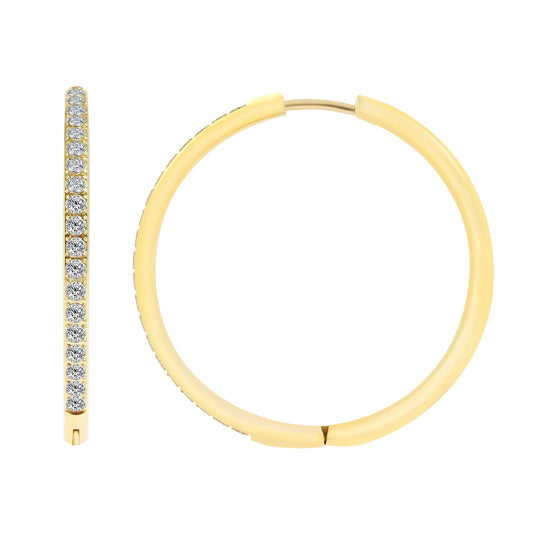 Damen Ohrringe – Klappcreole aus Edelstahl mit Strass Steinchen