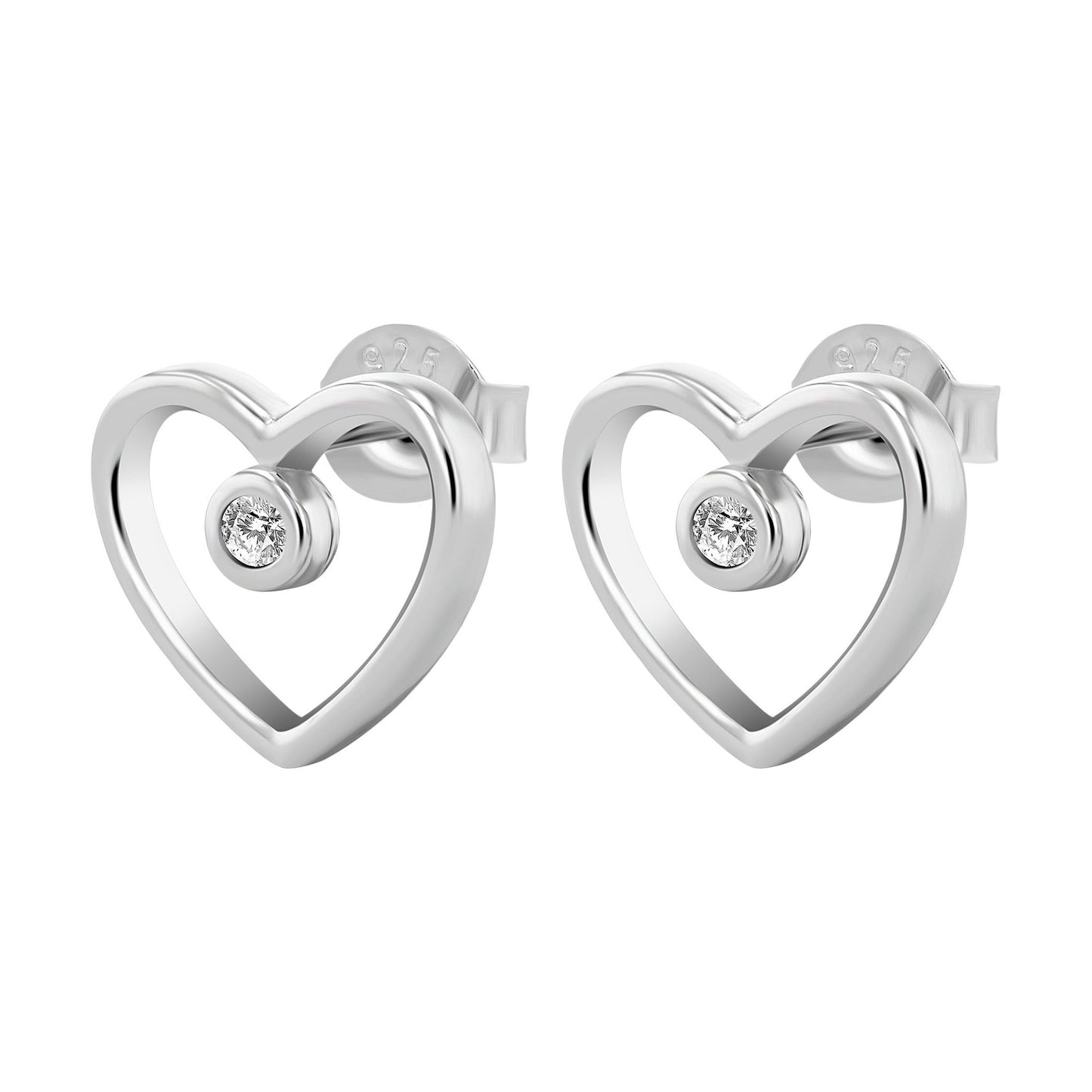 Damen Ohrringe – Ohrstecker Herz aus 925 Silber