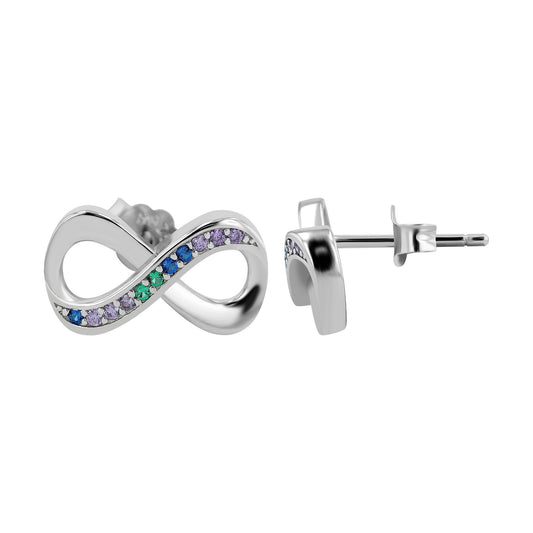 Damen Ohrringe – Ohrstecker Unendlichkeitszeichen aus 925 Silber mit Zirkonia