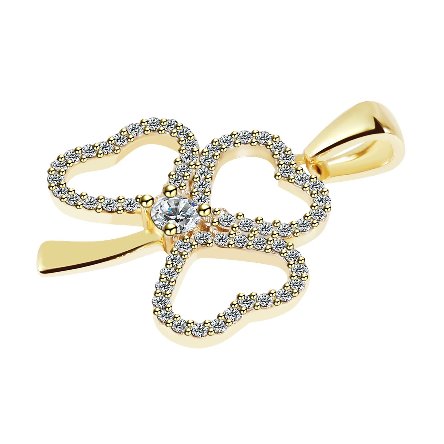 Damen Anhänger – Kleeblatt Anhänger aus 333 Gold mit Zirkonia