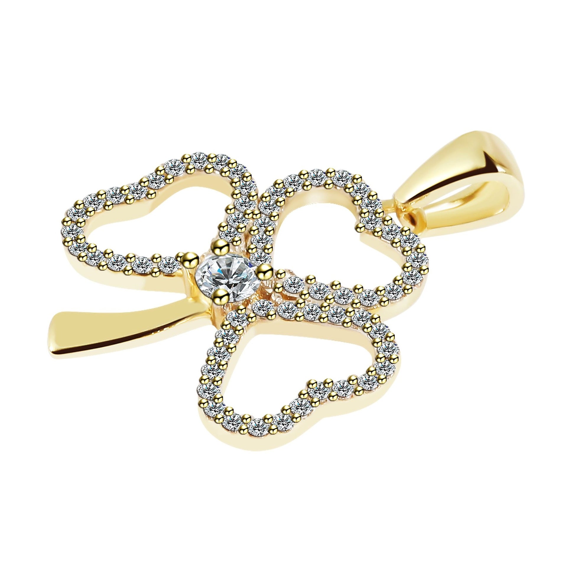 Damen Anhänger – Kleeblatt Anhänger aus 333 Gold mit Zirkonia