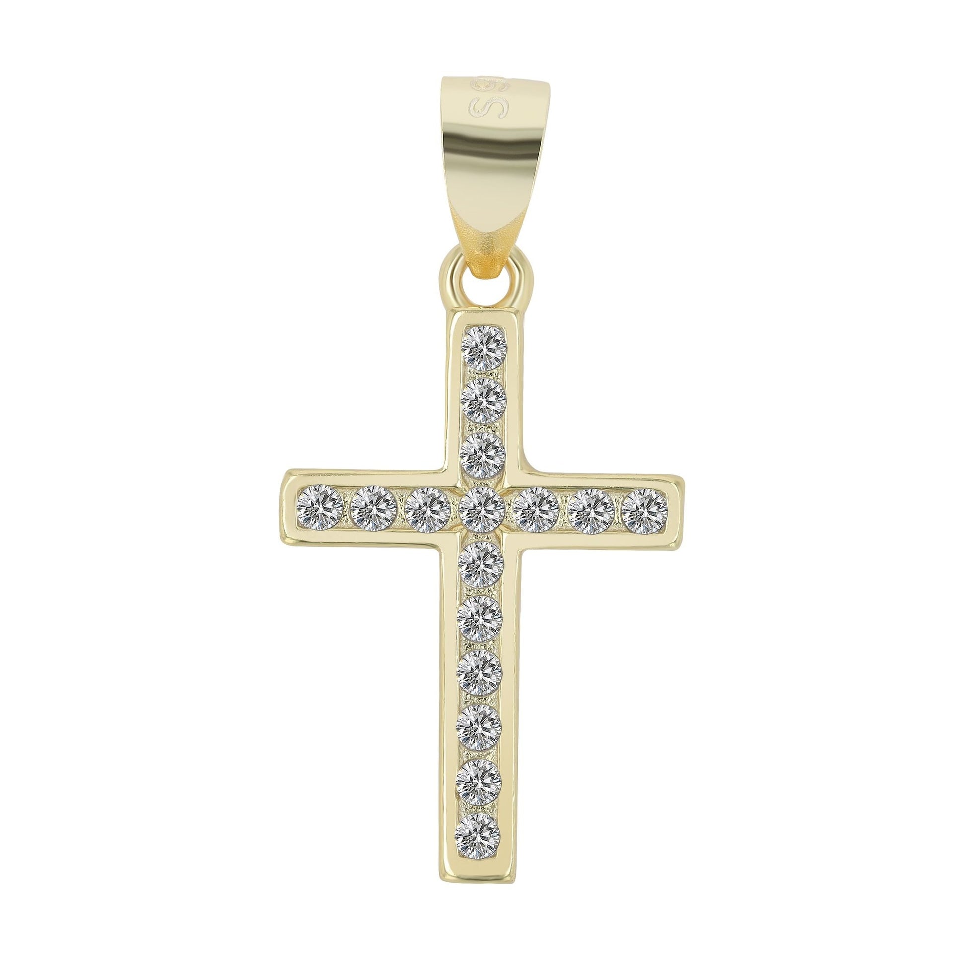 Damen Anhänger – Kreuz Kreuzanhänger aus 925 Silber mit Zirkonia