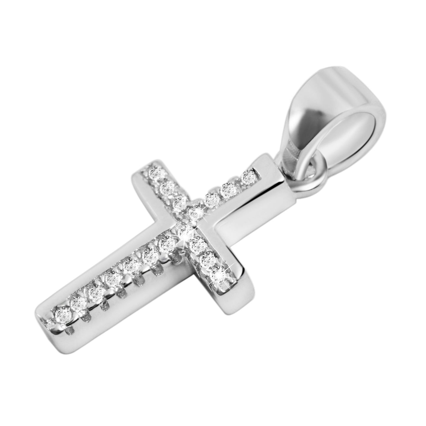 Damen Anhänger – Kreuz Kreuzanhänger aus 925 Silber mit Zirkonia
