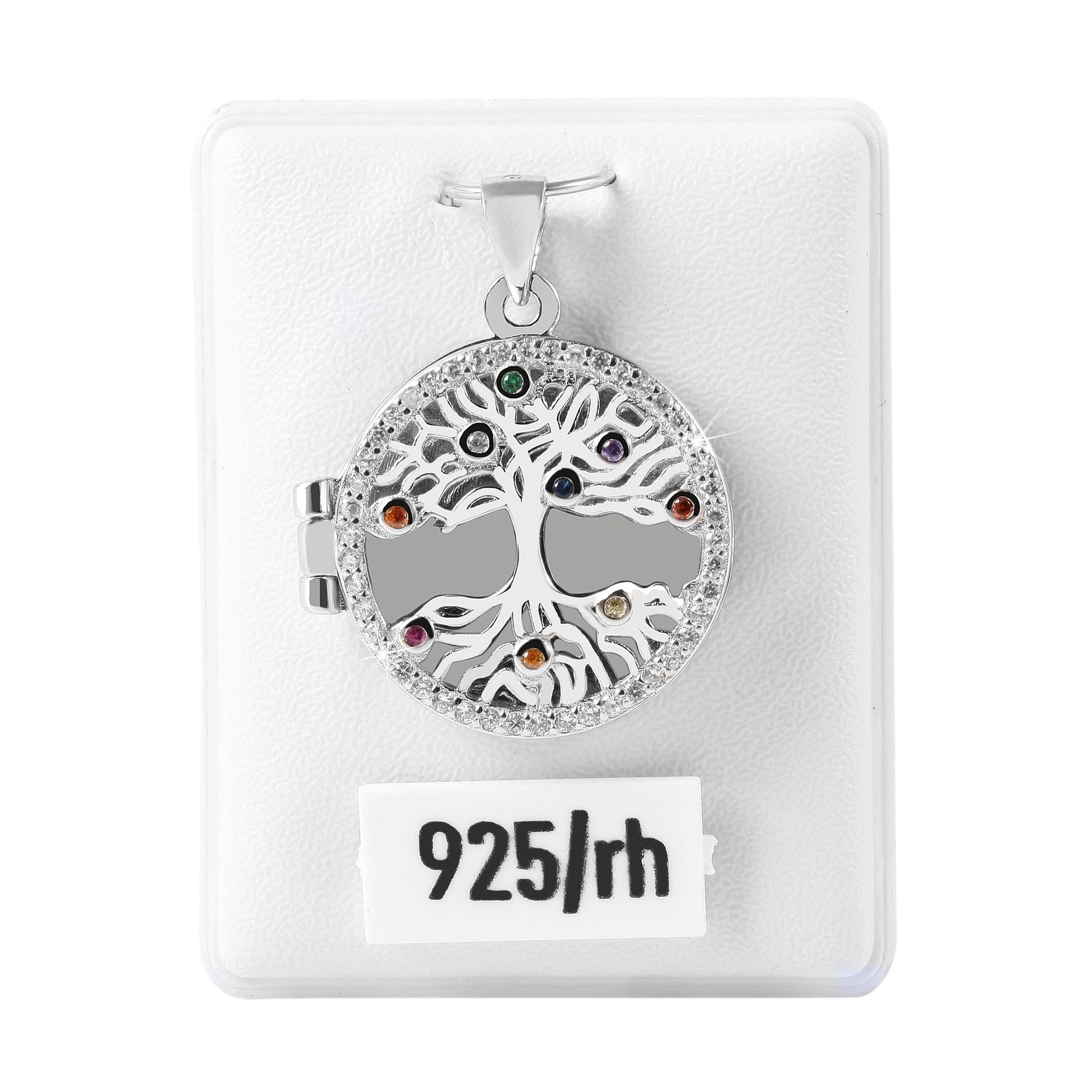 Damen Anhänger – Lebensbaum Medaillon aus 925 Silber mit Zirkonia