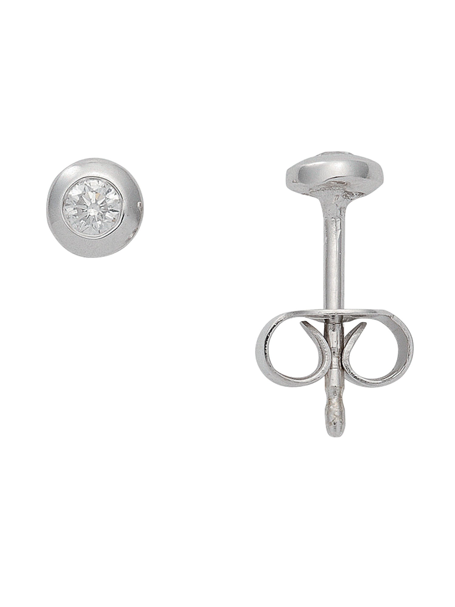 Adelia´s 585 Weißgold Ohrringe   Ohrstecker mit Diamant   Brillant Ø 4 mm
