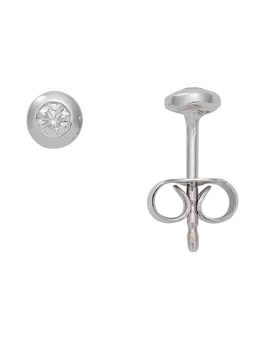 Adelia´s 585 Weißgold Ohrringe   Ohrstecker mit Diamant   Brillant Ø 4 mm