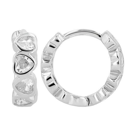 Damen Ohrringe – Herz aus 925 Silber mit Zirkonia