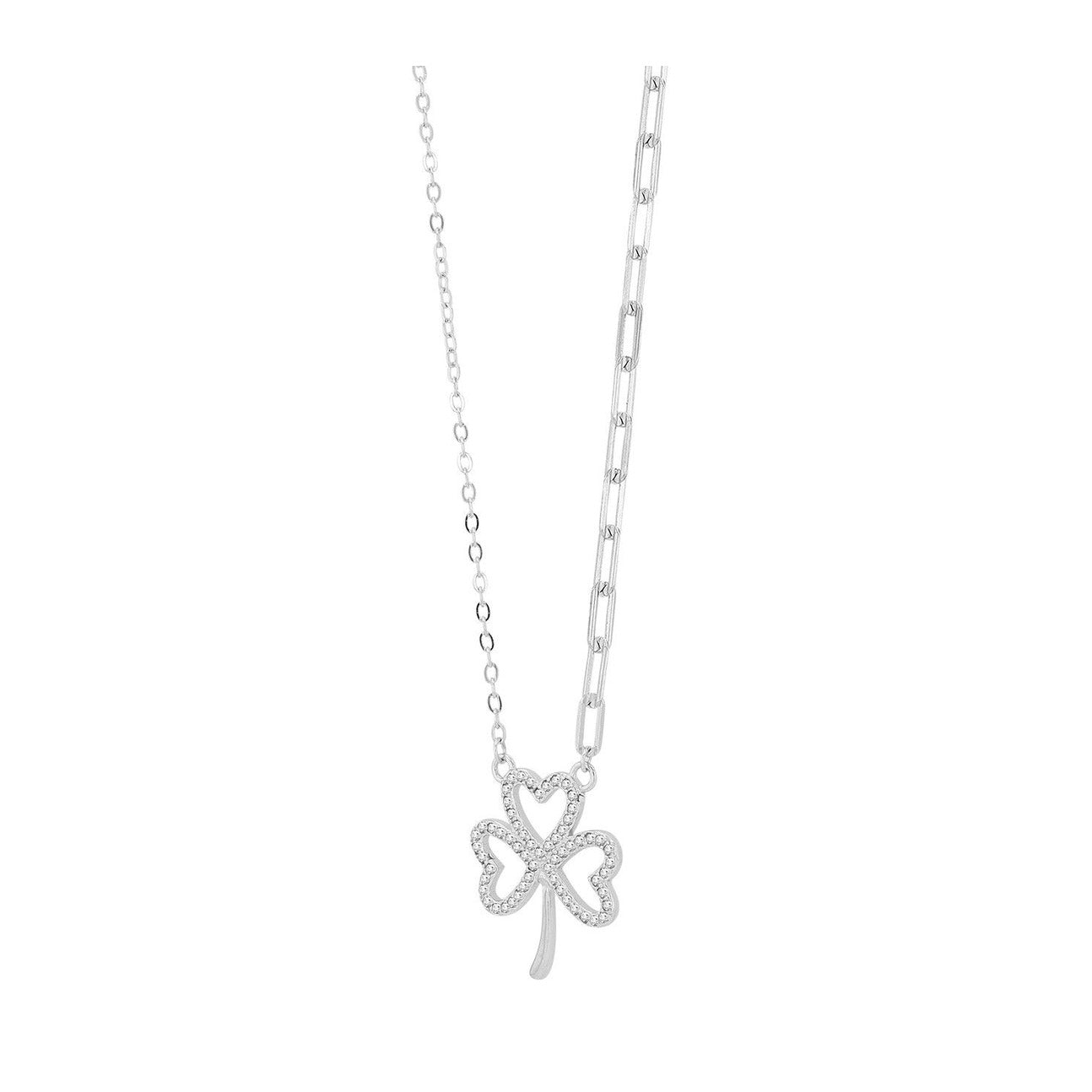 Damen Halskette mit Anhänger – Kleeblatt aus 925 Silber