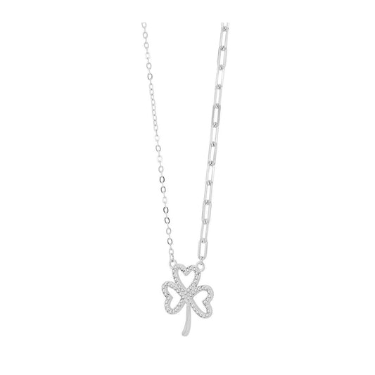 Damen Halskette mit Anhänger – Kleeblatt aus 925 Silber