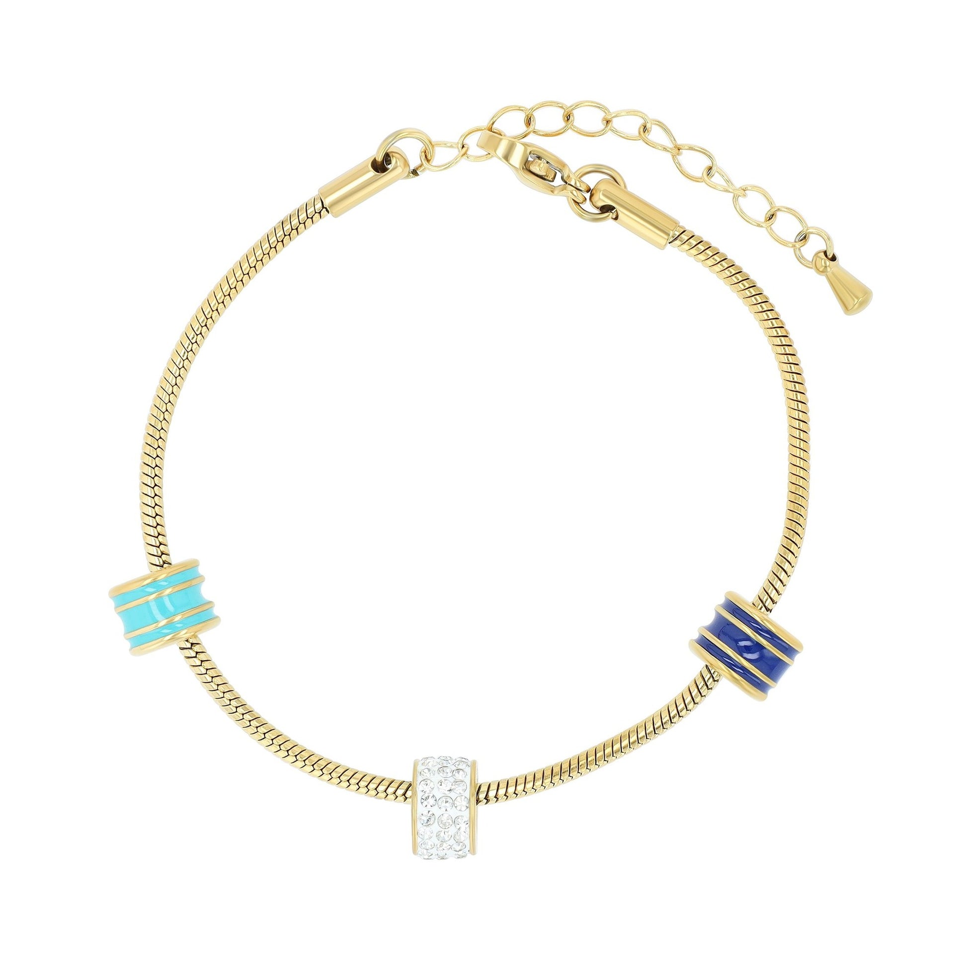 Damen Armband aus Edelstahl mit Strass Steinchen 16,5 cm