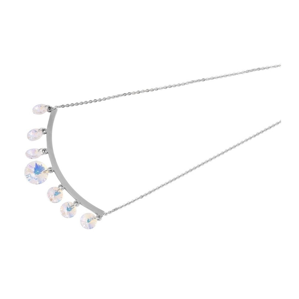 Damen Halskette – Ankerkette aus Edelstahl mit Zirkonia 43 cm