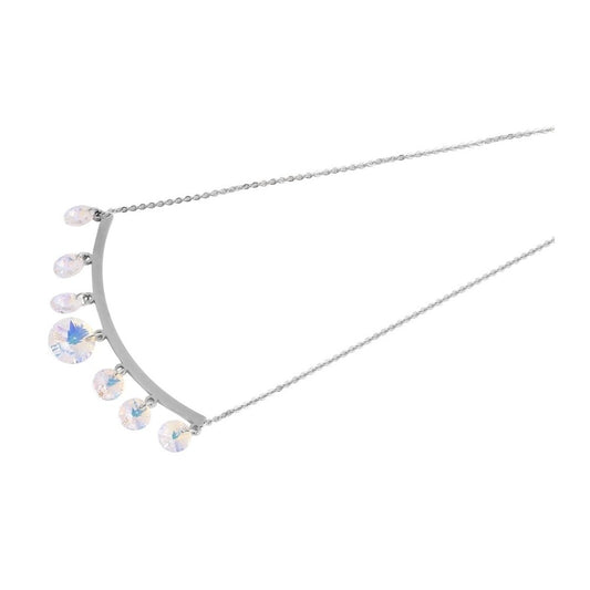 Damen Halskette – Ankerkette aus Edelstahl mit Zirkonia 43 cm