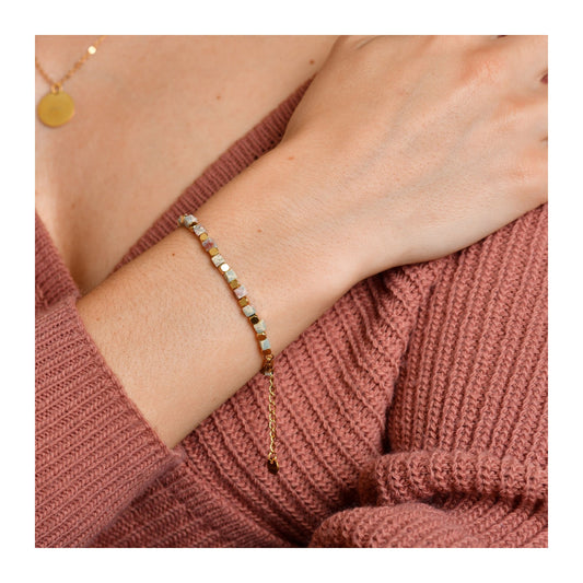 Damen Armband aus Edelstahl mit Aventurin 18,5+3 cm