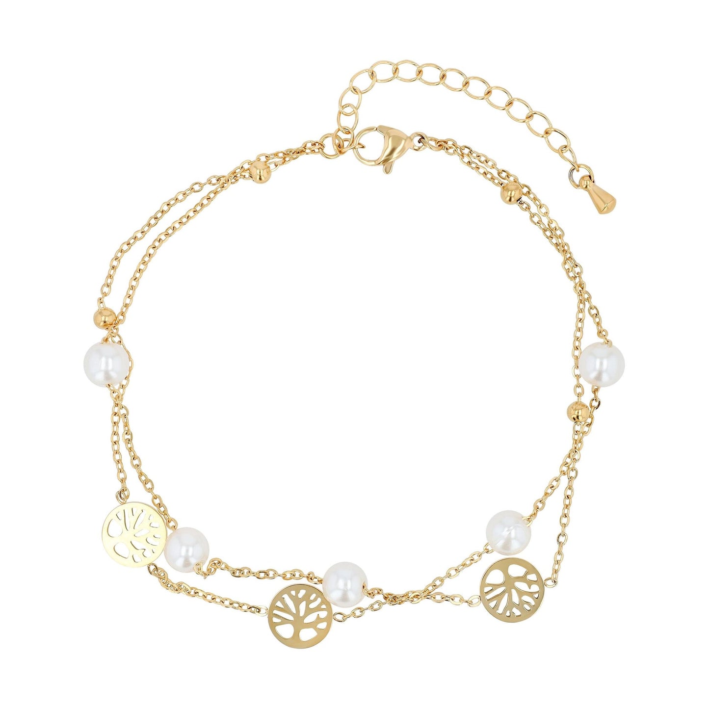 Damen Fußkettchen – Lebensbaum aus Edelstahl