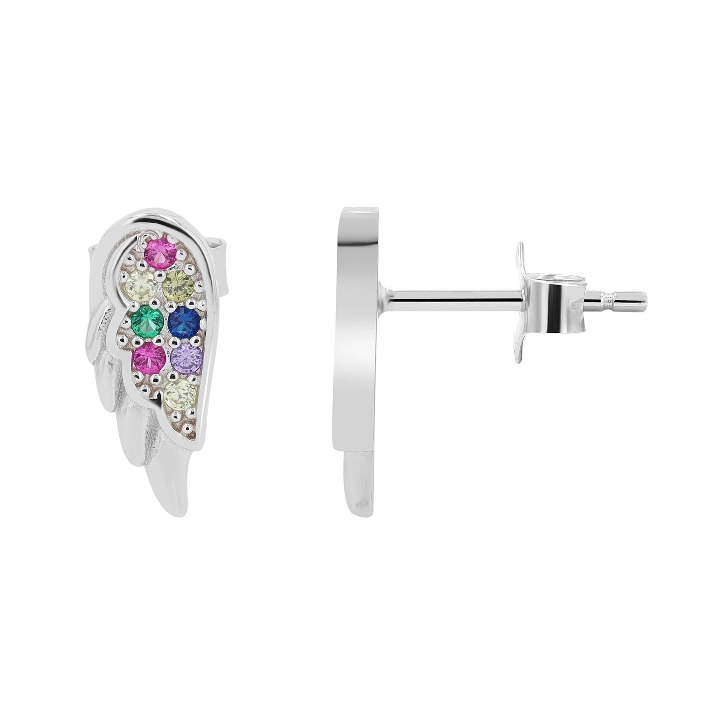 Damen Ohrringe – Ohrstecker Flügel aus 925 Silber mit Zirkonia