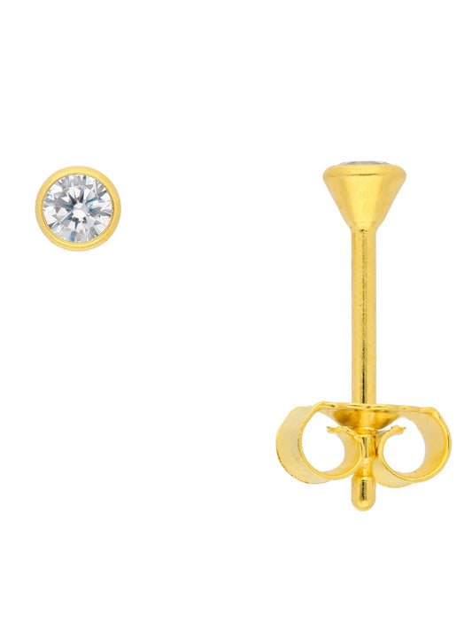 Adelia´s 585 Gold Ohrringe   Ohrstecker mit Zirkonia Ø 3 mm