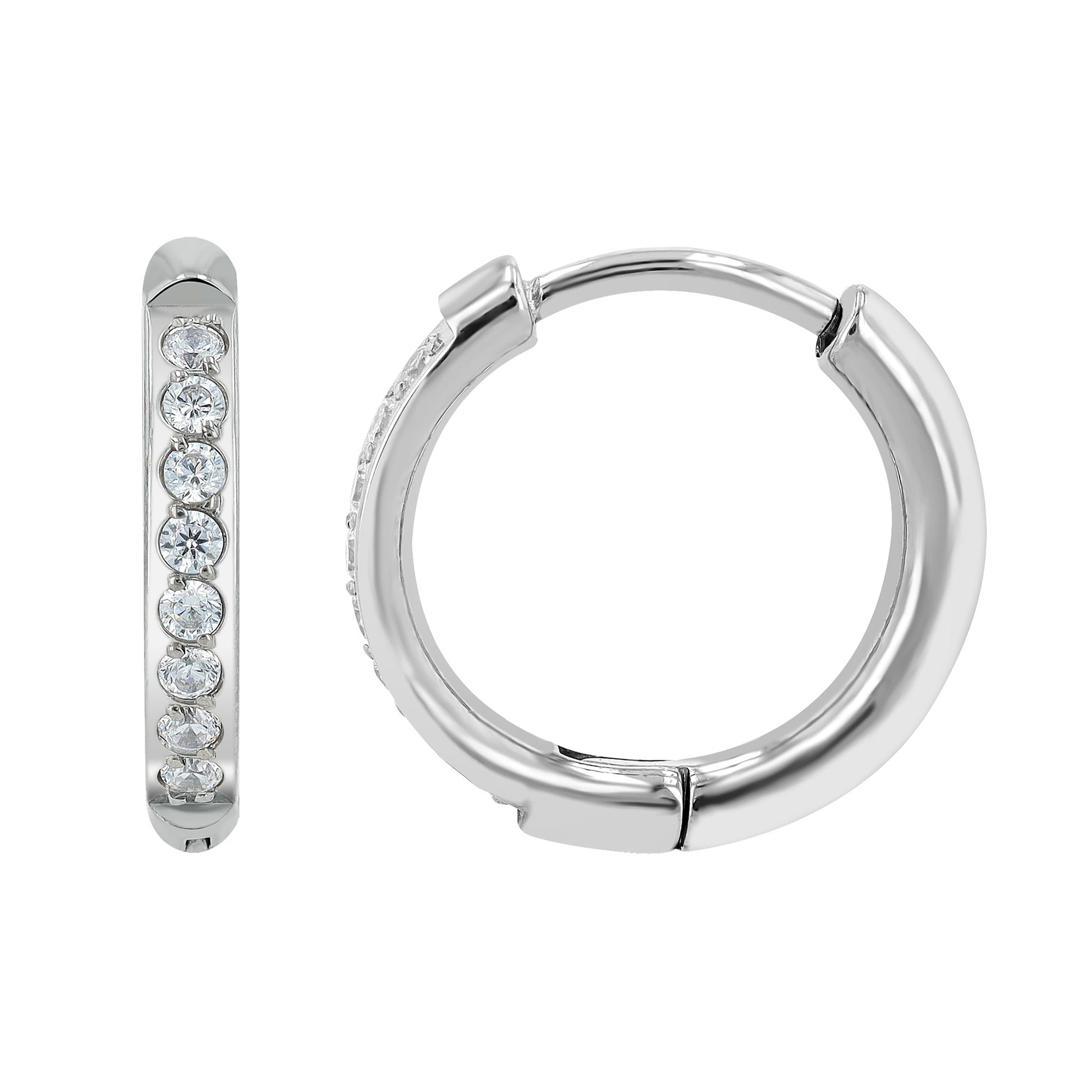 Damen Ohrringe – Klappcreole aus Titan mit Strass Steinchen
