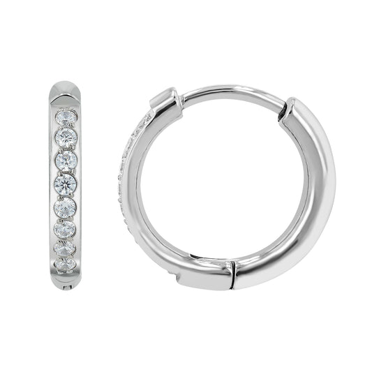 Damen Ohrringe – Klappcreole aus Titan mit Strass Steinchen
