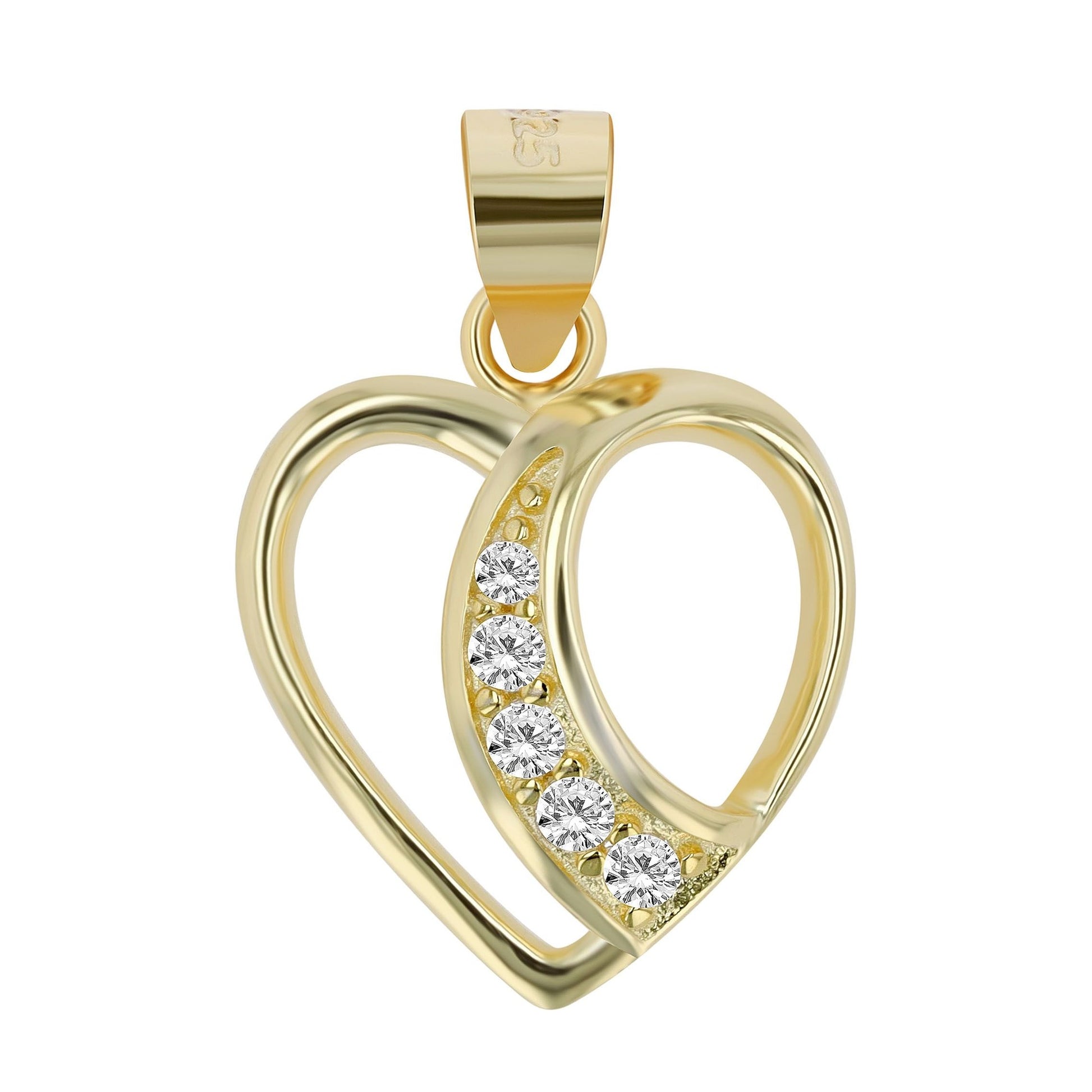 Damen Anhänger – Herz Herzanhänger aus 925 Silber mit Zirkonia