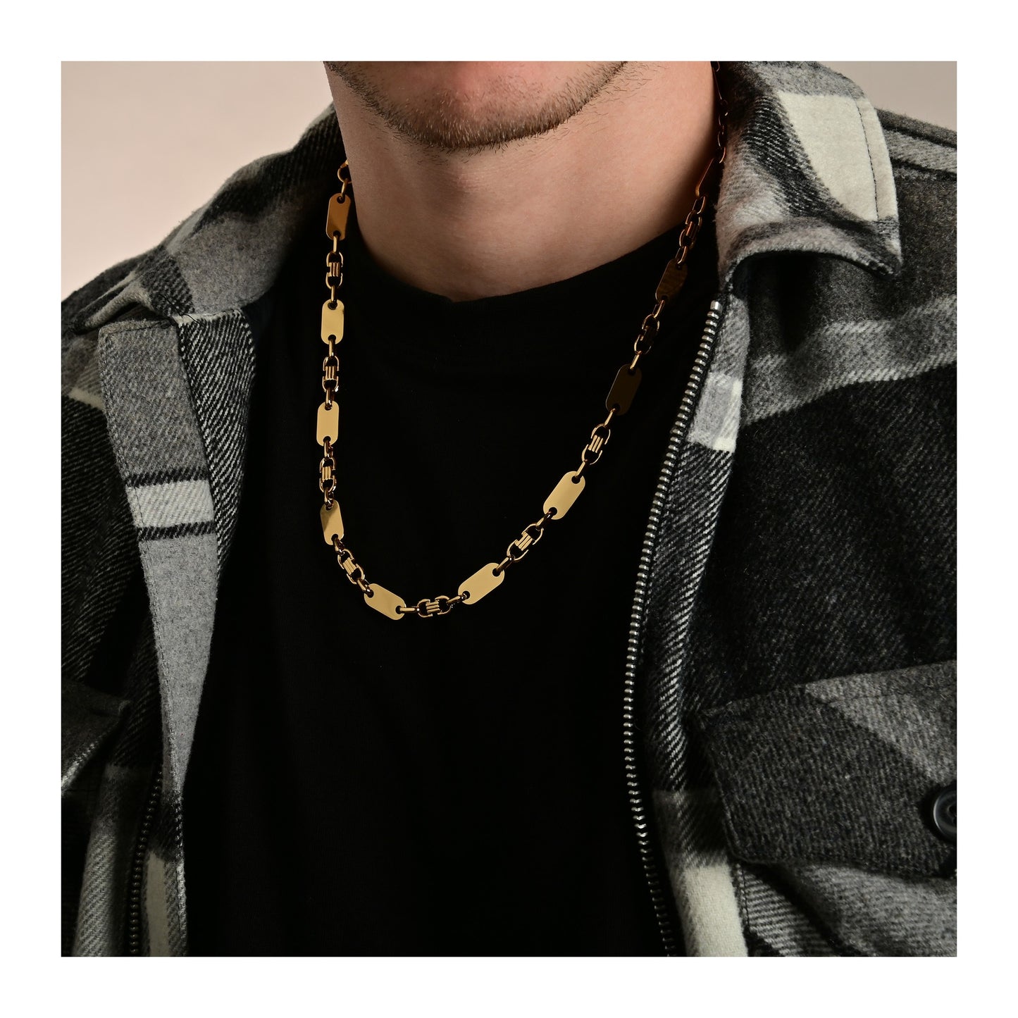 Unisex Halskette – Plattenkette aus Edelstahl 70 cm