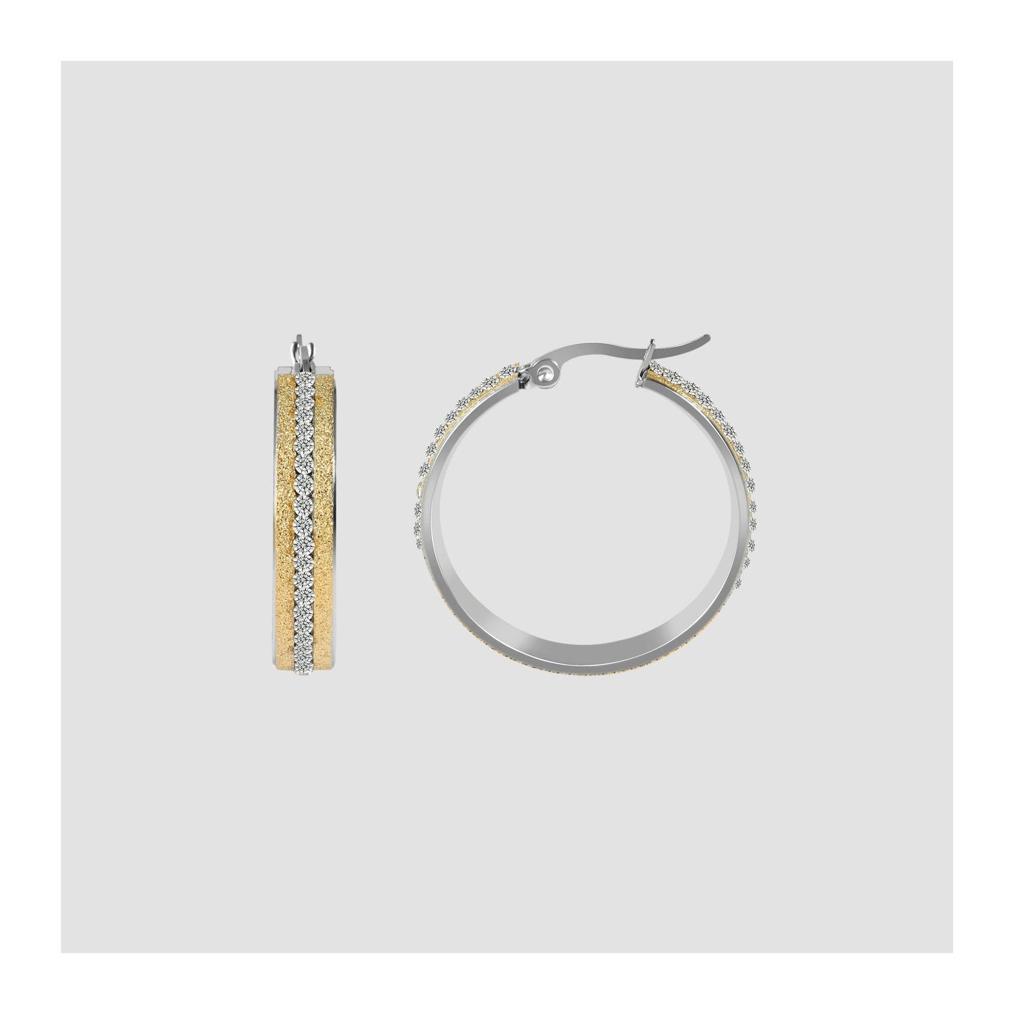 Damen Ohrringe – Creole aus Edelstahl mit Strass Steinchen