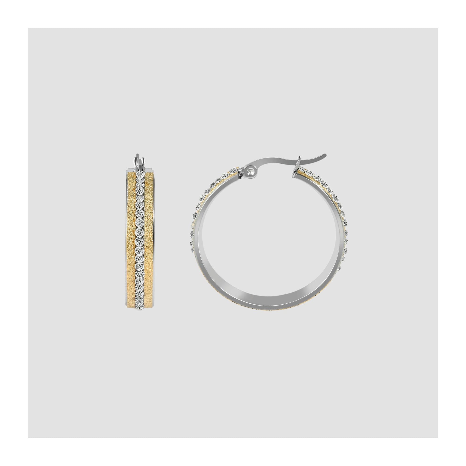 Damen Ohrringe – Creole aus Edelstahl mit Strass Steinchen
