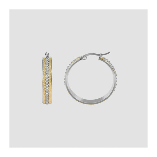 Damen Ohrringe – Creole aus Edelstahl mit Strass Steinchen
