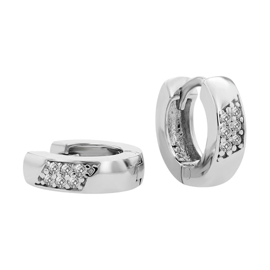 Damen Ohrringe – Klappcreole aus 925 Silber mit Zirkonia