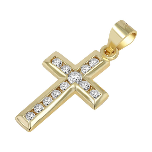 Damen Anhänger – Kreuzanhänger aus 925 Silber mit Zirkonia