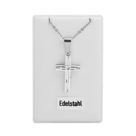 Damen Halskette mit Anhänger – Kreuz aus Edelstahl