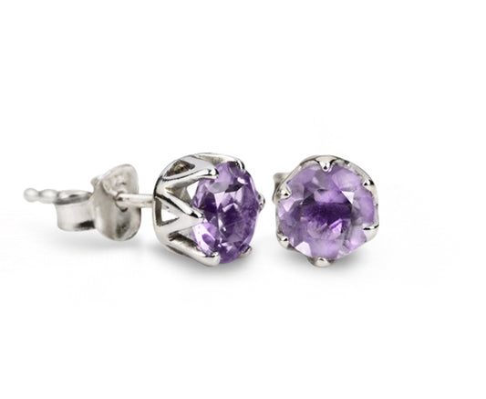 925 Sterling Silber Ohrstecker mit Amethyst